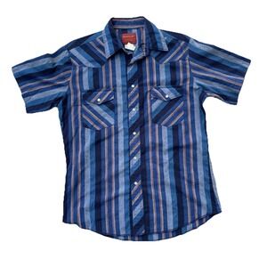 men's Rustler vintage collared snap t-shirt cotton stripes colorful X long tails